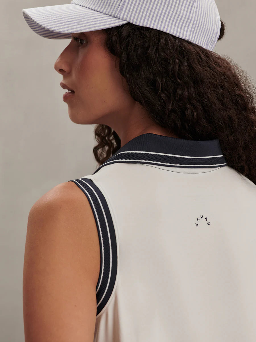 Varley Isaac Performance Polo, White/Blue Nights