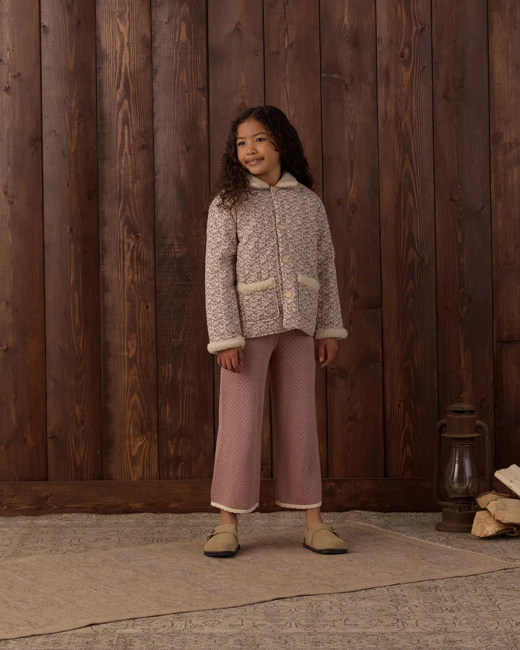 Rylee + Cru Pointelle Collared Top and Knit Pant, Rosewood