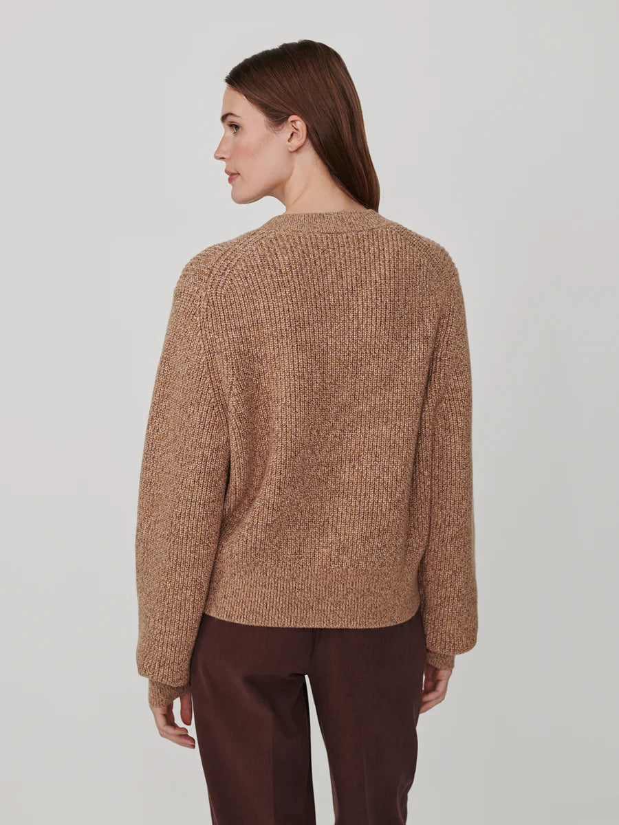 Varley Patricia Rib Cardigan, Golden Bronze Fleck
