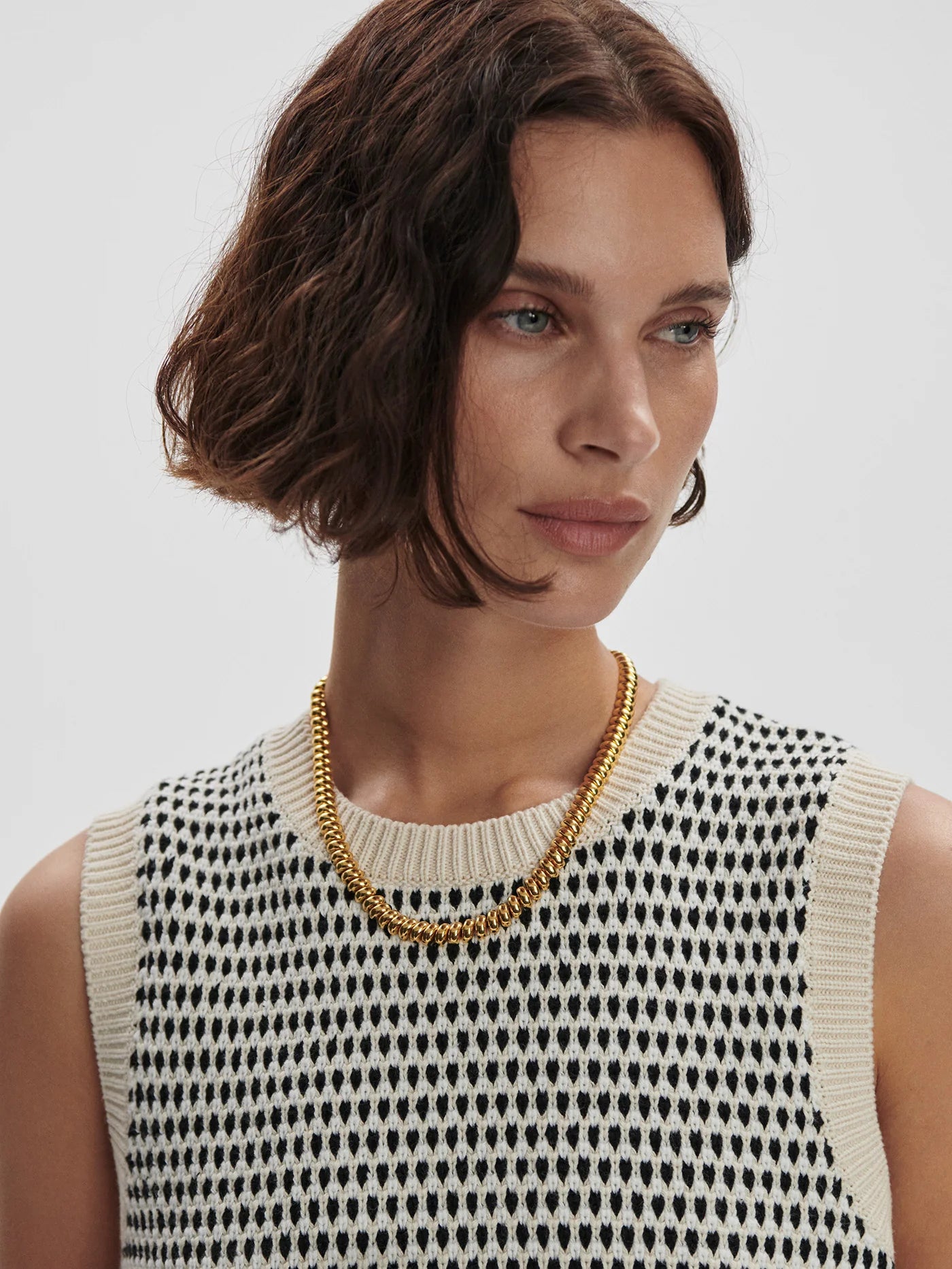 Varley Knowles Textured Knit Vest, Birch Multi Stitch