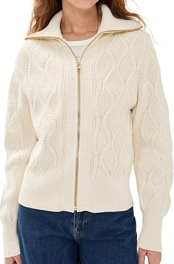 Varley Lando Full Zip Knit, Birch