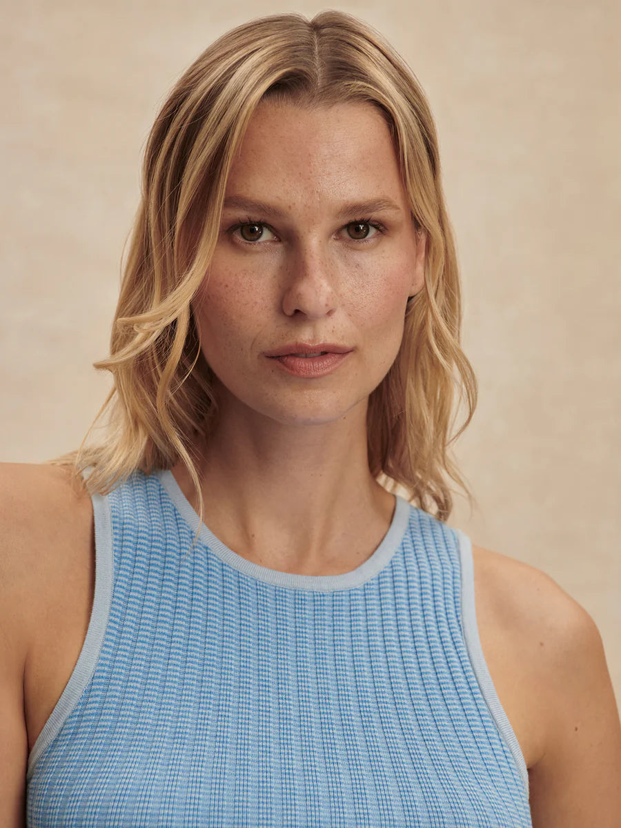 Varley Hanson Rib Knit Tank, Mist Blue