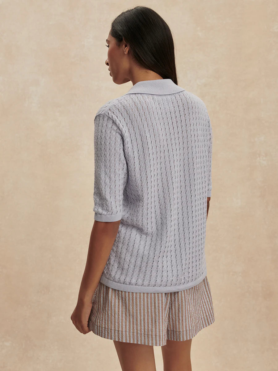 Varley Madelene Knit Shirt, Pale Iris