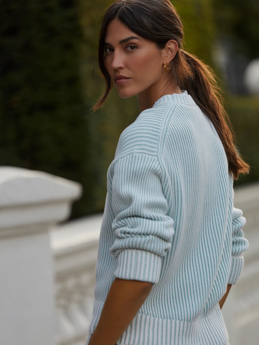 Varley Seymour Knit Sweater, Blue Haze/Snow White