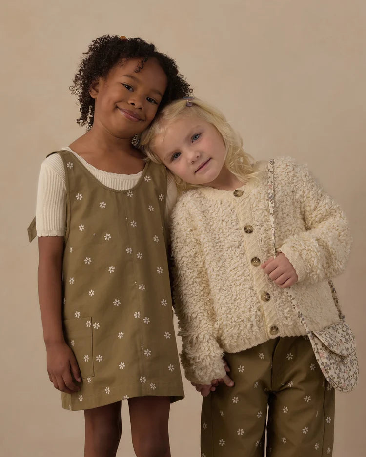 Rylee + Cru V-Neck Overall Dress, Embroidered Daises