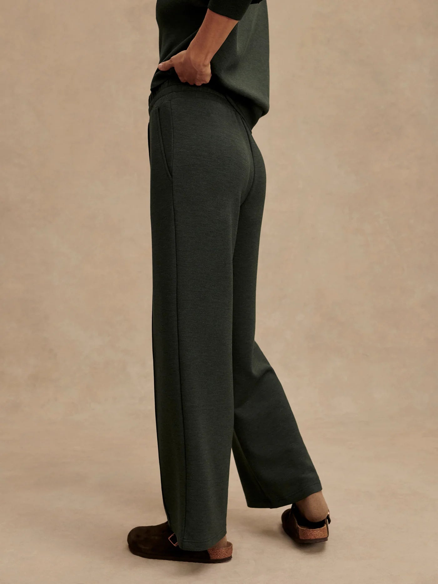 Varley The Wide Leg Pant 30", Olive Marl