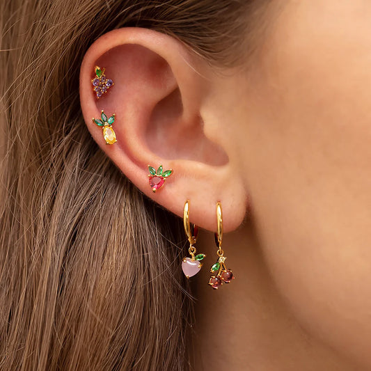 Girls Crew Cherry Hoops, Gold