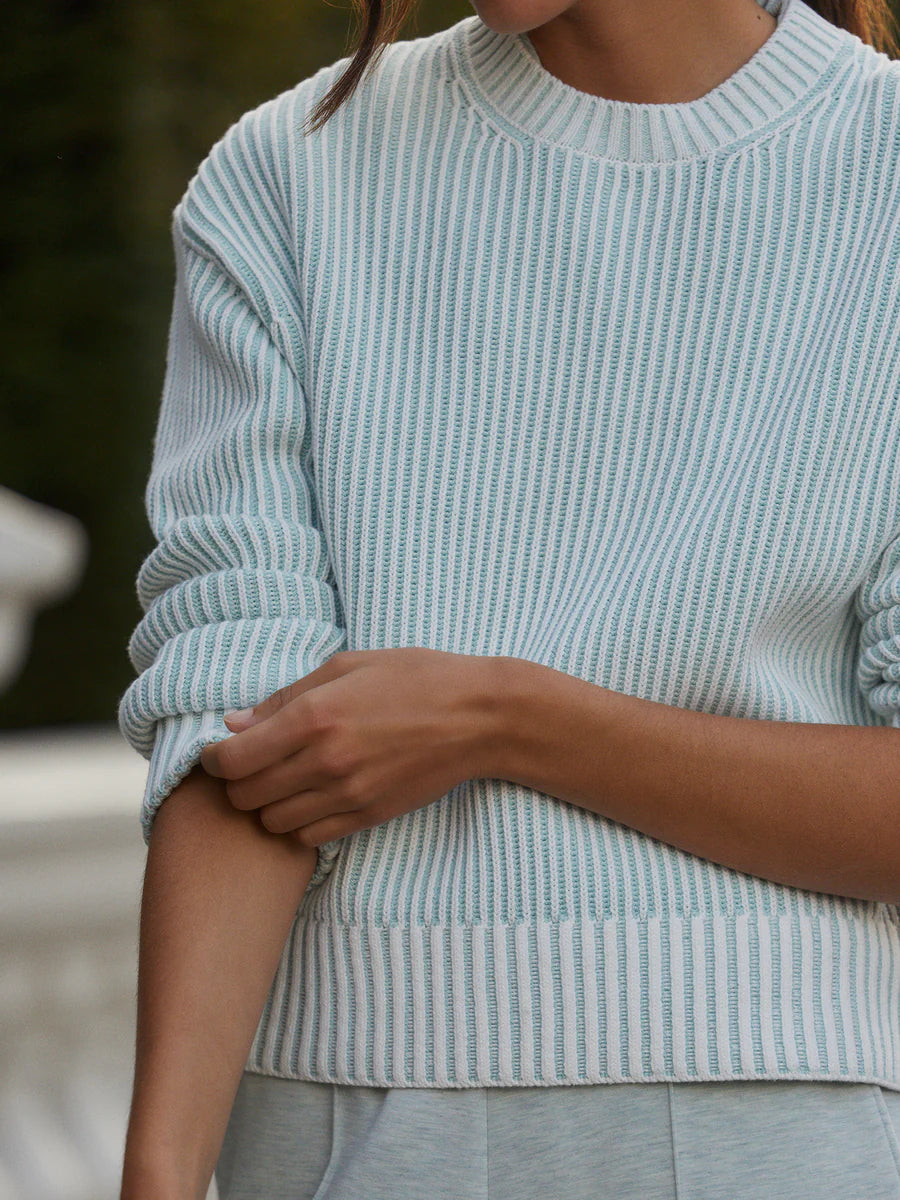 Varley Seymour Knit Sweater, Blue Haze/Snow White