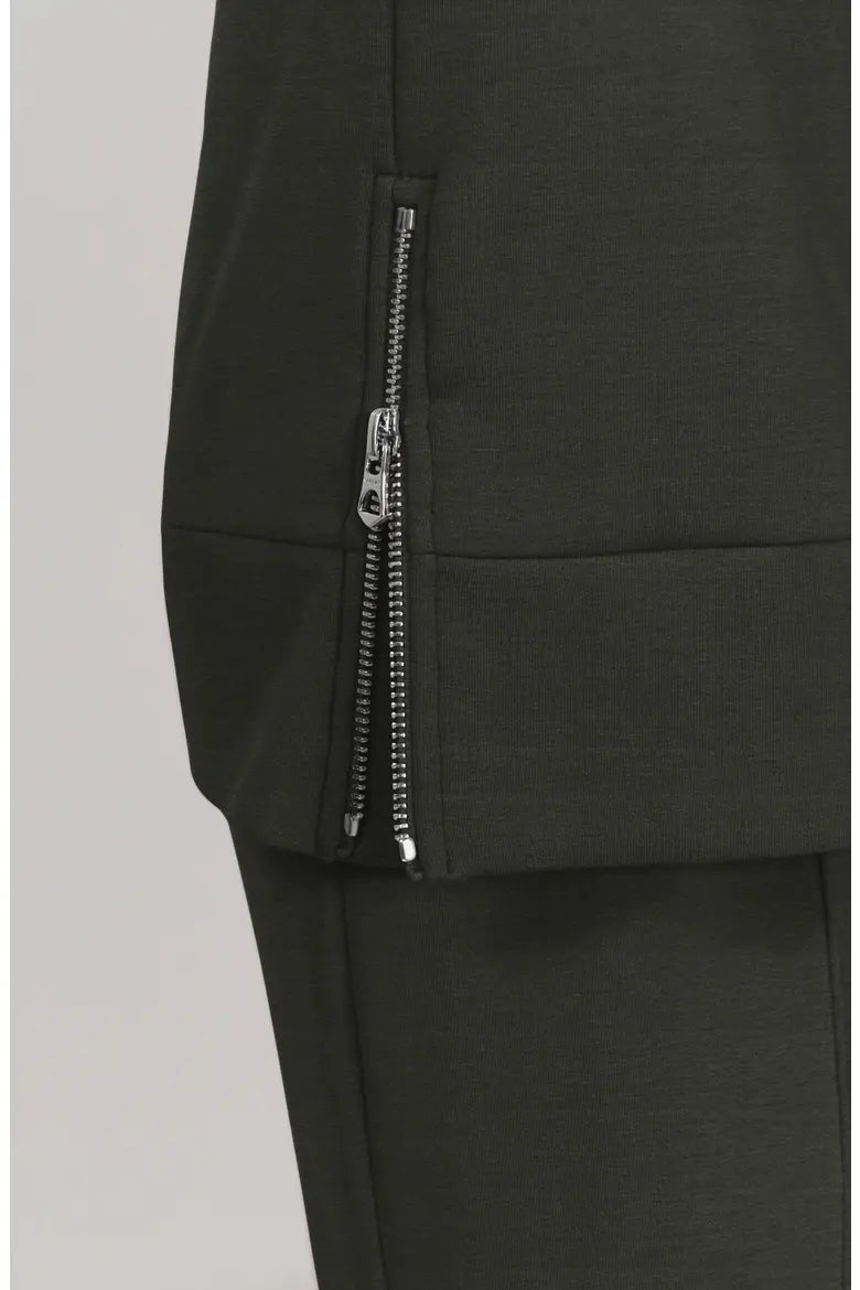 Varley Macie Zip Hem Sweat, Olive Marl