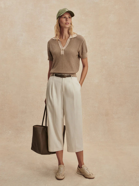 Varley Perrine Knit Polo, Sepia Twist