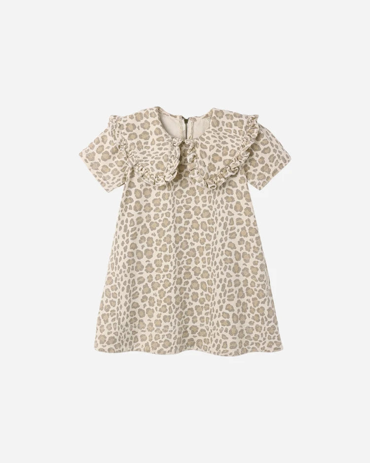 Rylee + Cru Collared Denim Mini Dress, Leopard