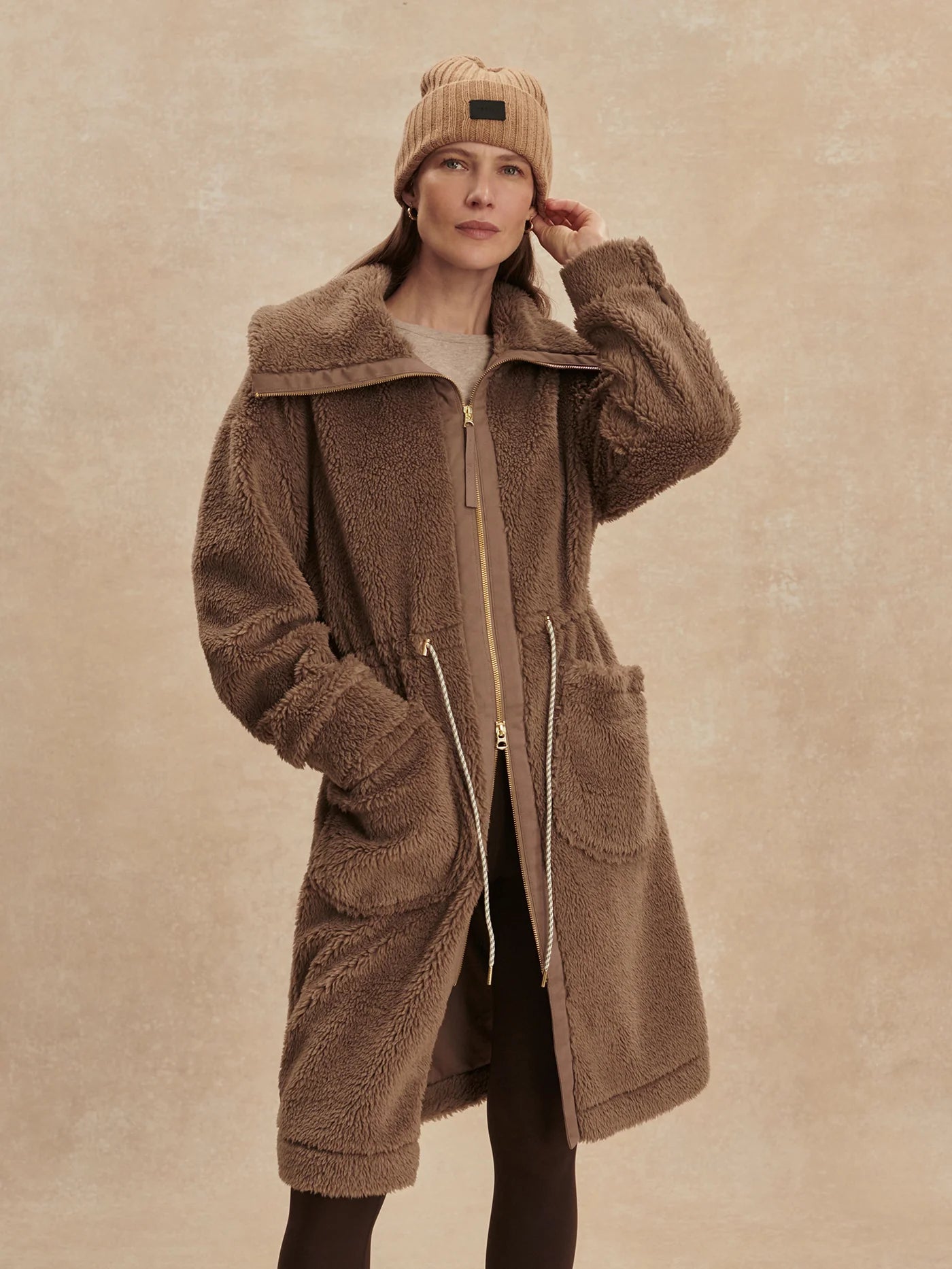 Varley Logan Sherpa Coat, Ash Taupe