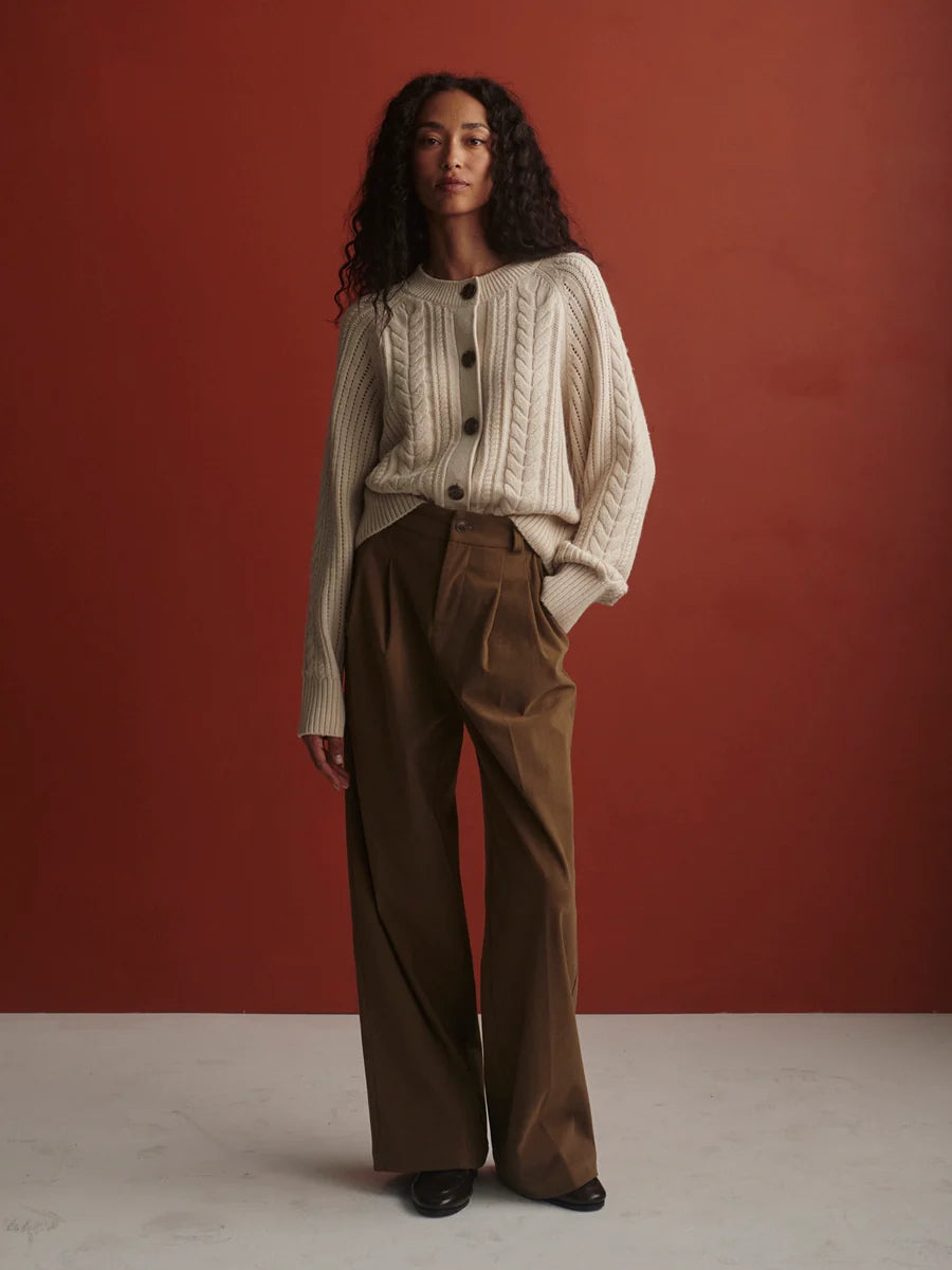Varley Oriane Knit Cardigan, Oat Milk