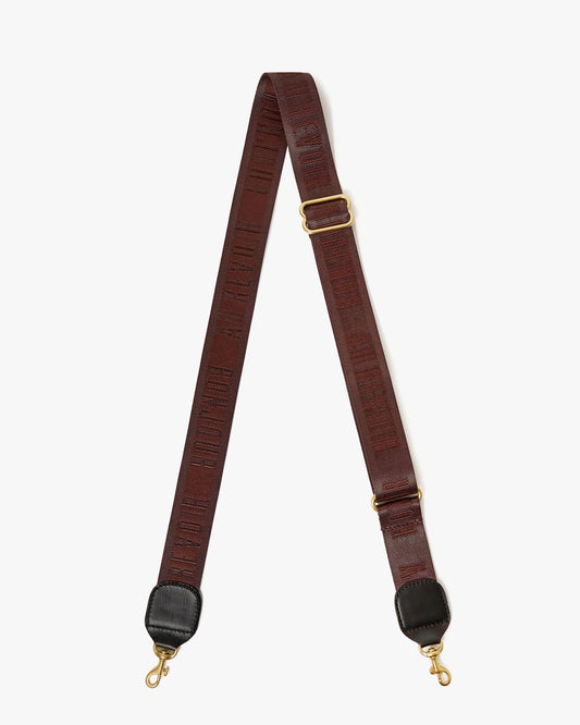 Clare V Adjustable Crossbody Strap, Chocolate Tonal Bonjour Au Revoir