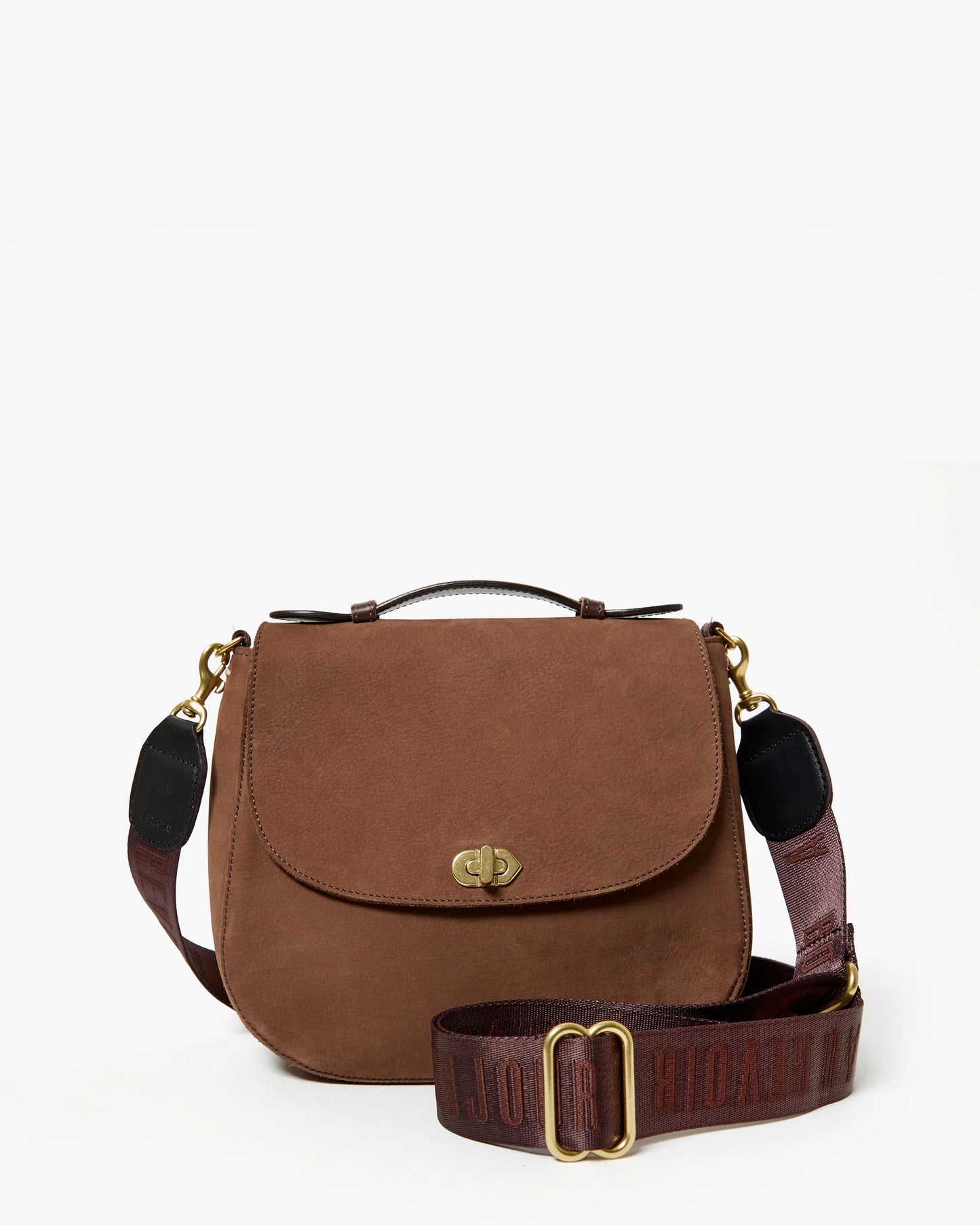Clare V Adjustable Crossbody Strap, Chocolate Tonal Bonjour Au Revoir