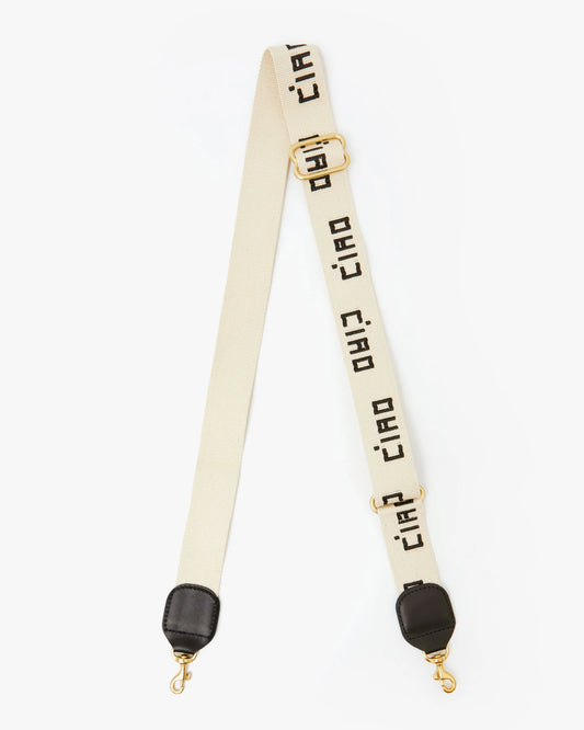 Clare V Adjustable Crossbody Strap, Natural & Black Ciao