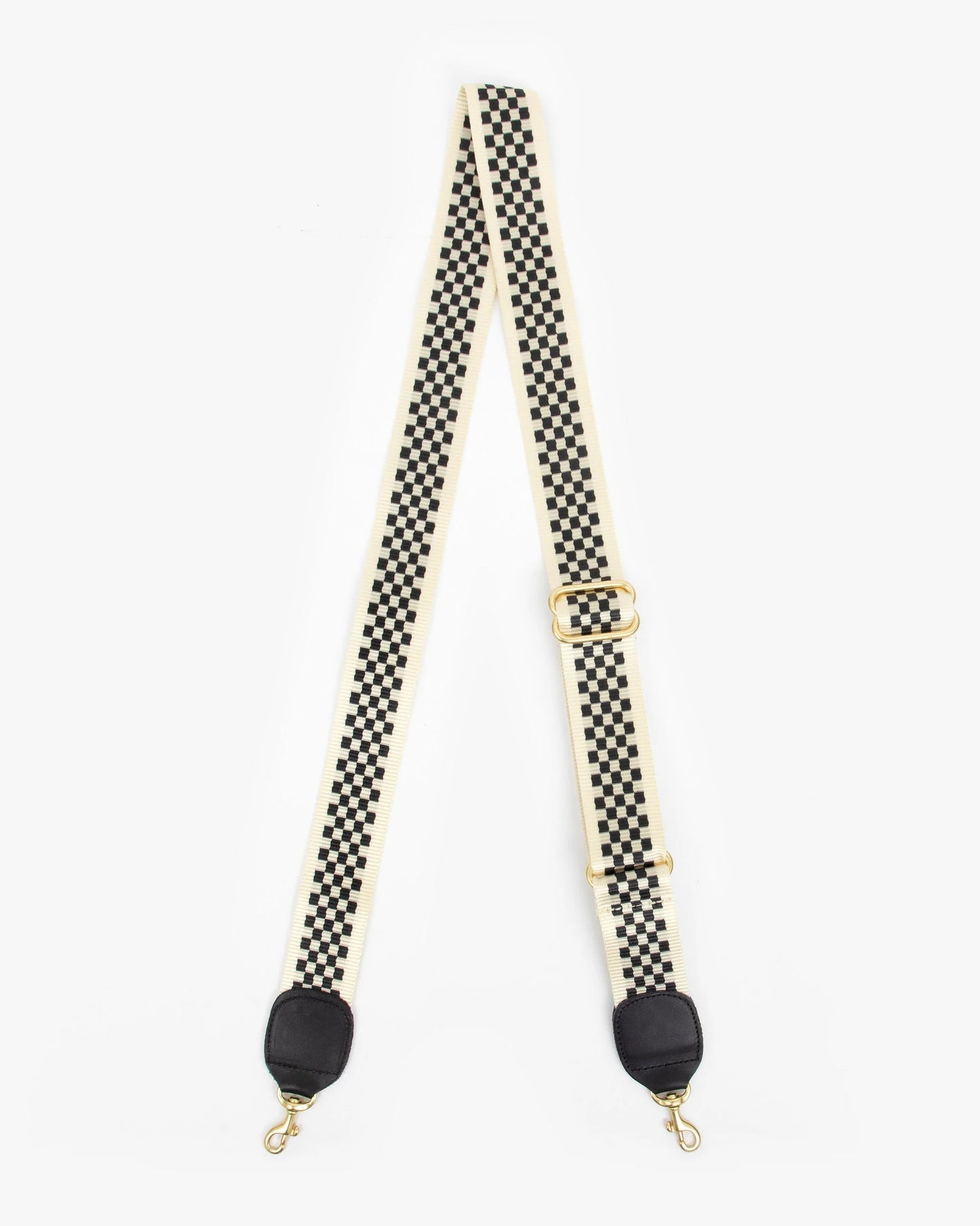 Clare V Adjustable Crossbody Strap, Black & Cream Checker