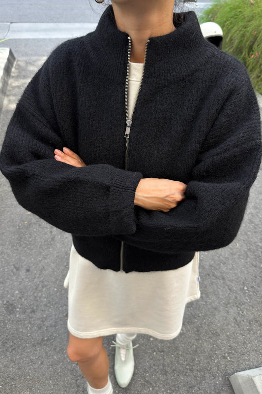 Le Bon Shoppe Alpaca Zip Front Jacket, Black
