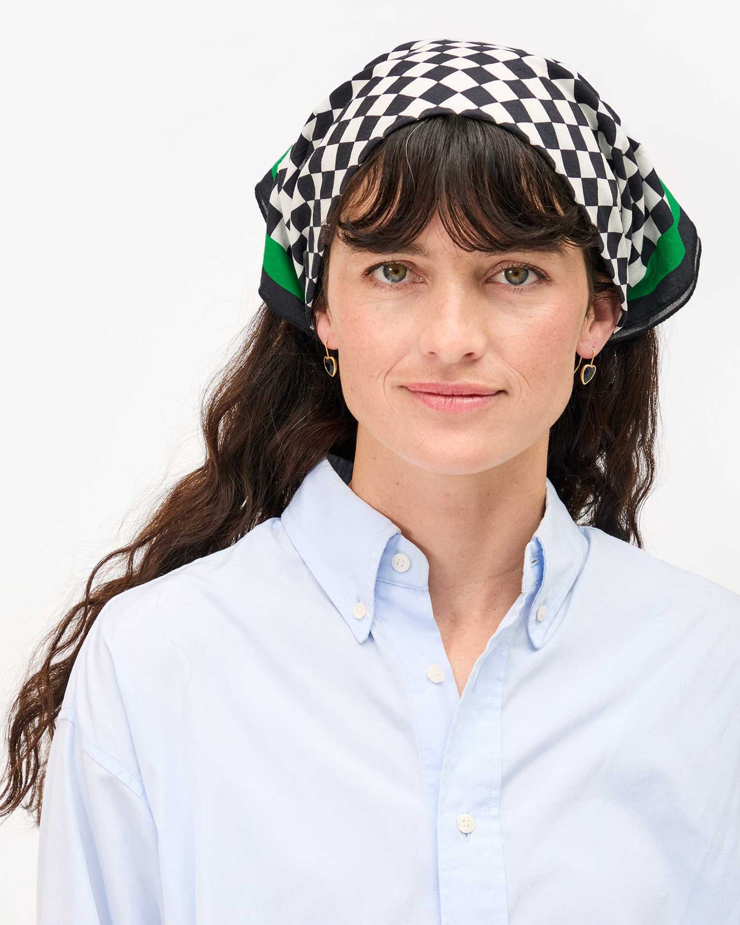 Clare V Bandana, Black & Cream Checker