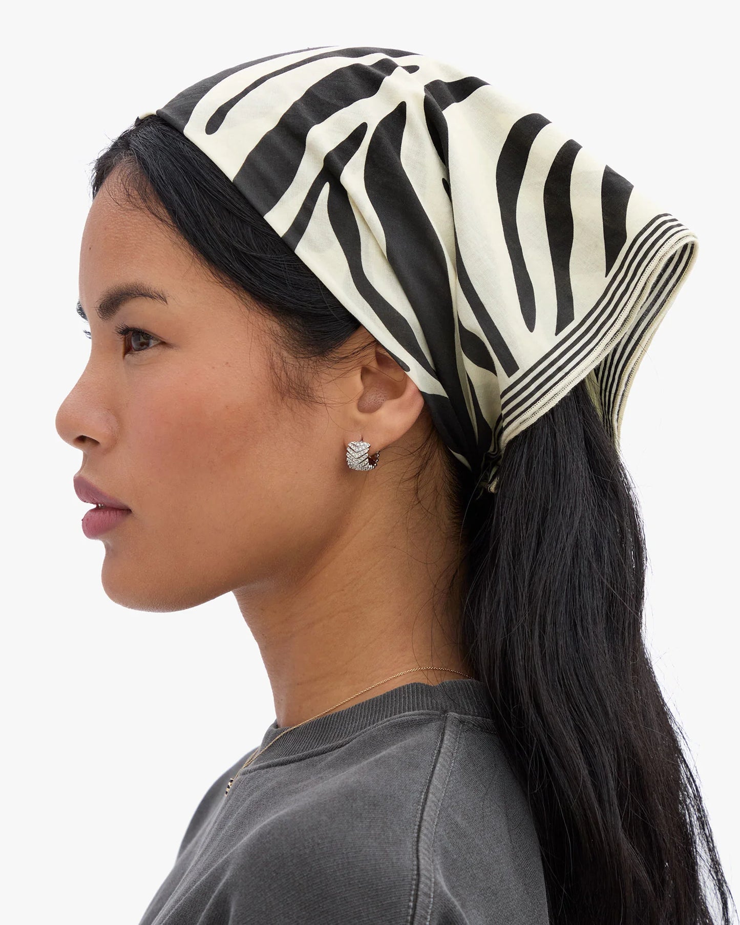 Clare V Bandana, Cream Zebra