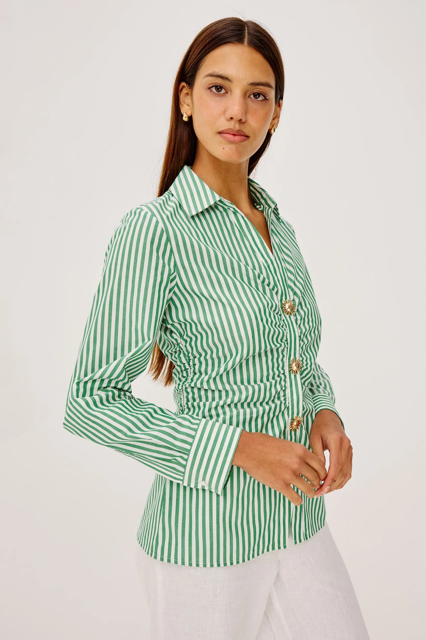 Rails Carayln Shirt, Emerald Stripe