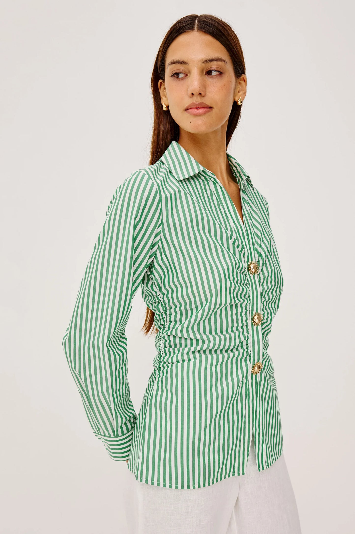 Rails Carayln Shirt, Emerald Stripe
