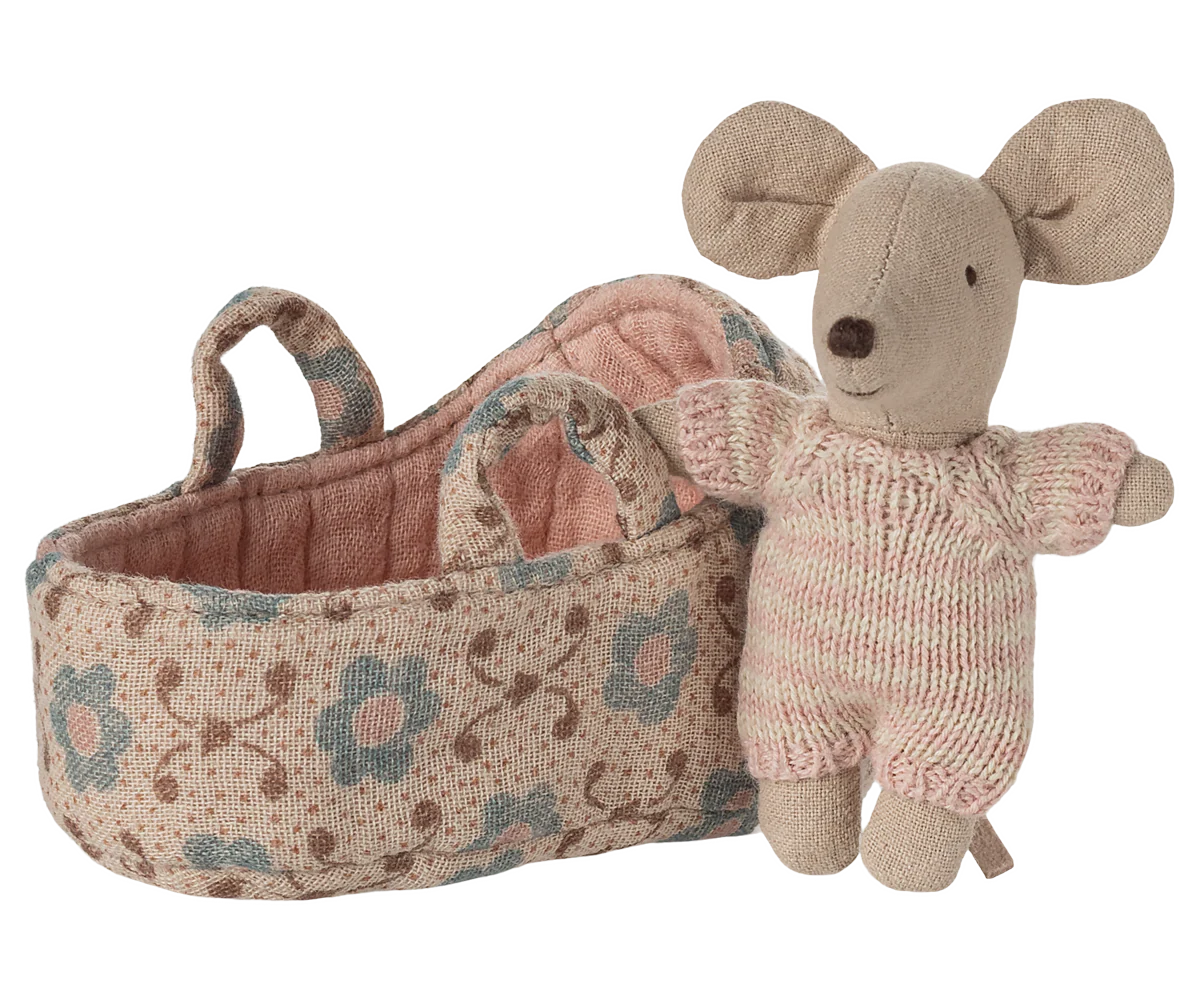 Maileg Baby Mouse in Carry Cot - Multiple Options