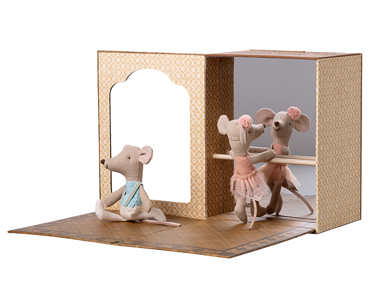 Maileg Ballet Mice In Dance Studio, Little Sister & Brother