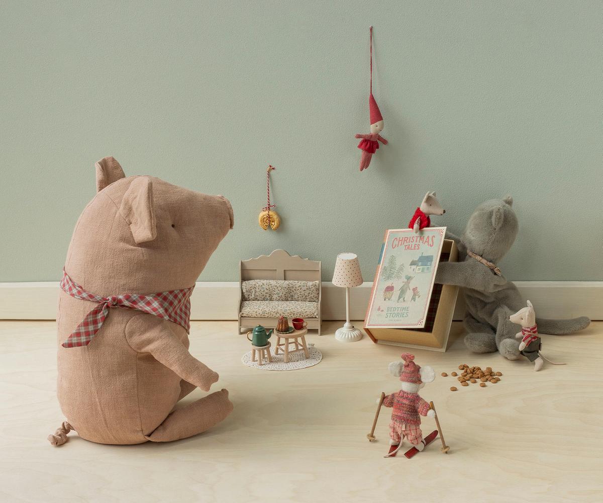 Maileg Christmas Twin Mice, Little Sister & Brother in Book
