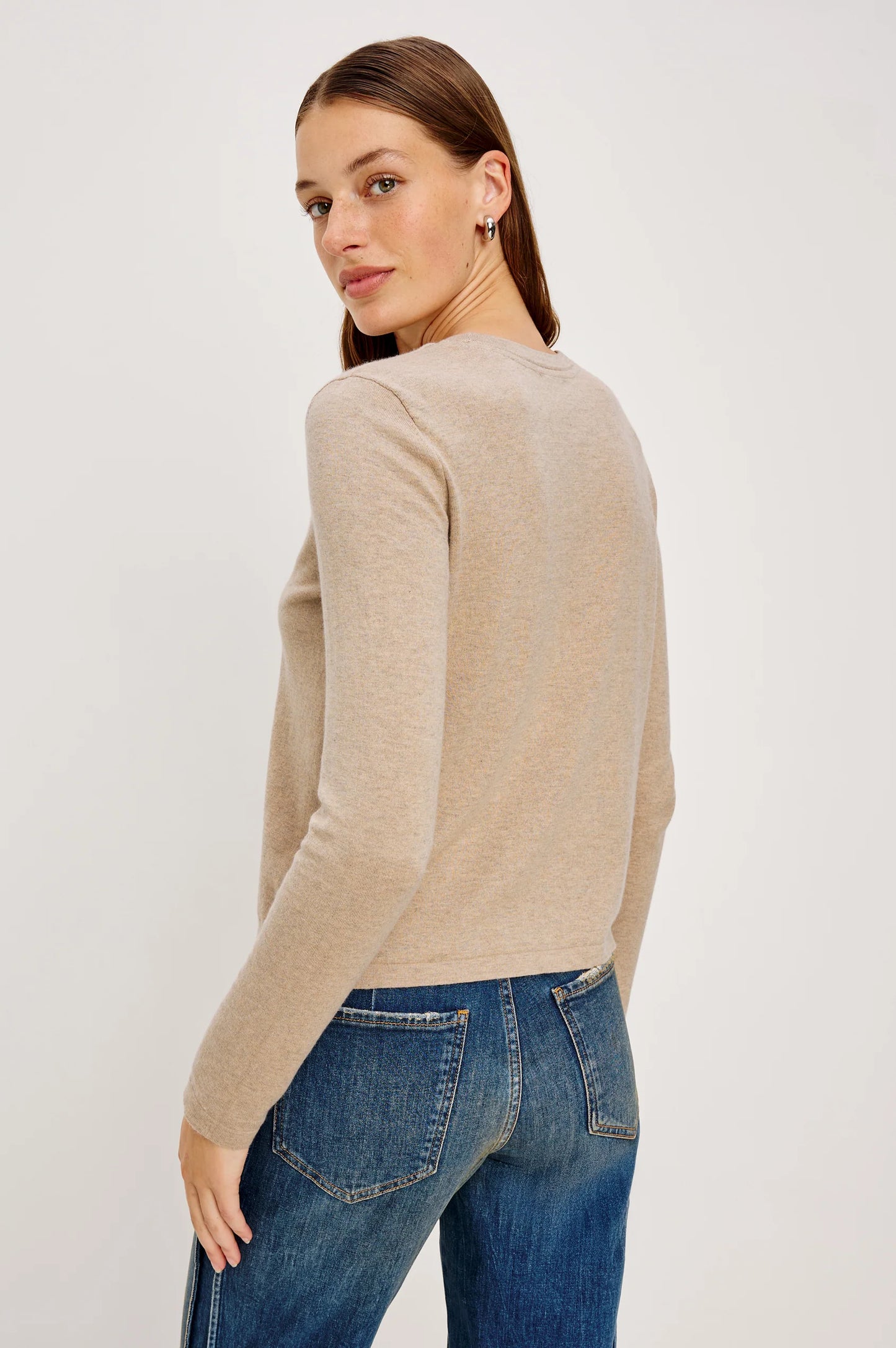 Rails Cotton Cashmere Long Sleeve Tee, Heather Oat