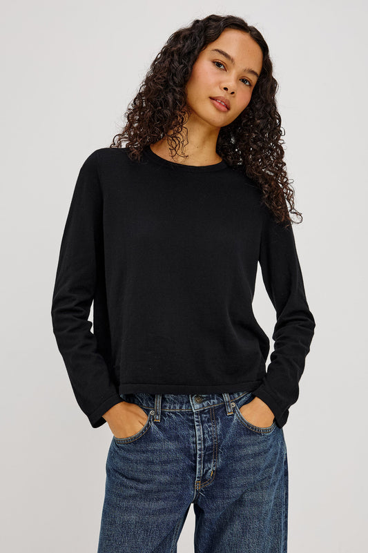 Rails Cotton Cashmere Long Sleeve Tee, Black