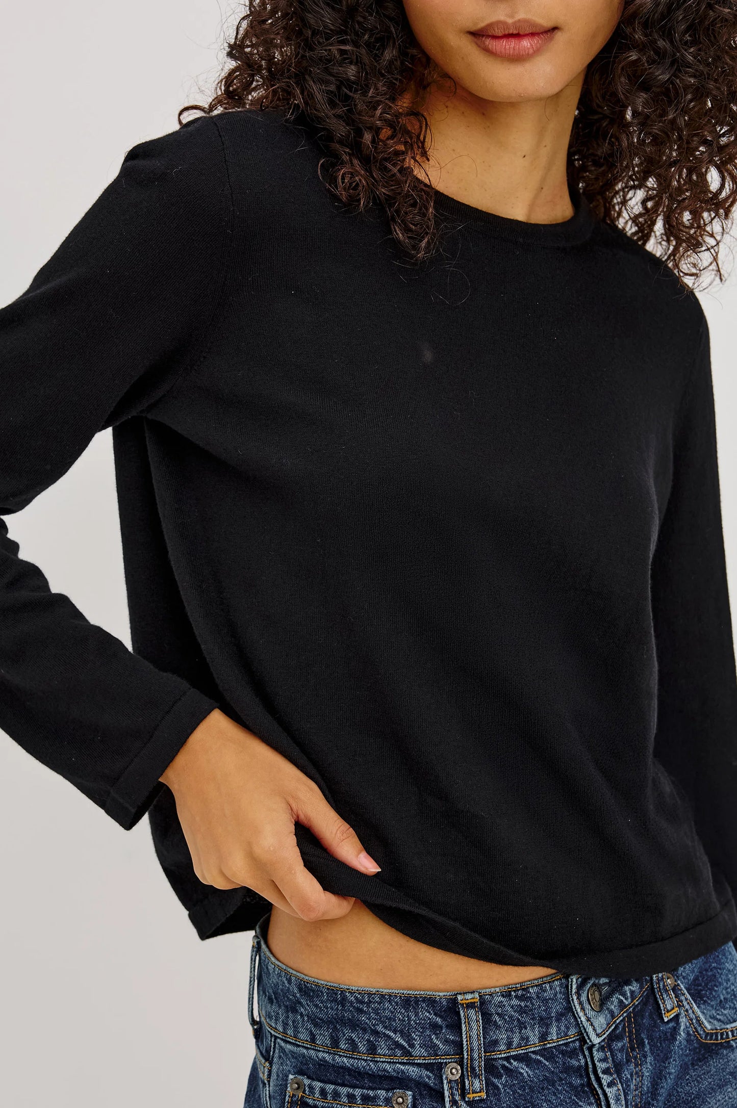 Rails Cotton Cashmere Long Sleeve Tee, Black