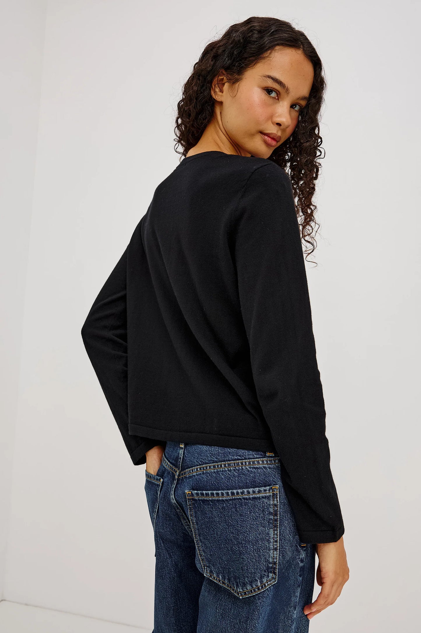 Rails Cotton Cashmere Long Sleeve Tee, Black