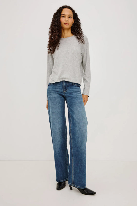 Rails Cotton Cashmere Long Sleeve Tee, Heather Grey