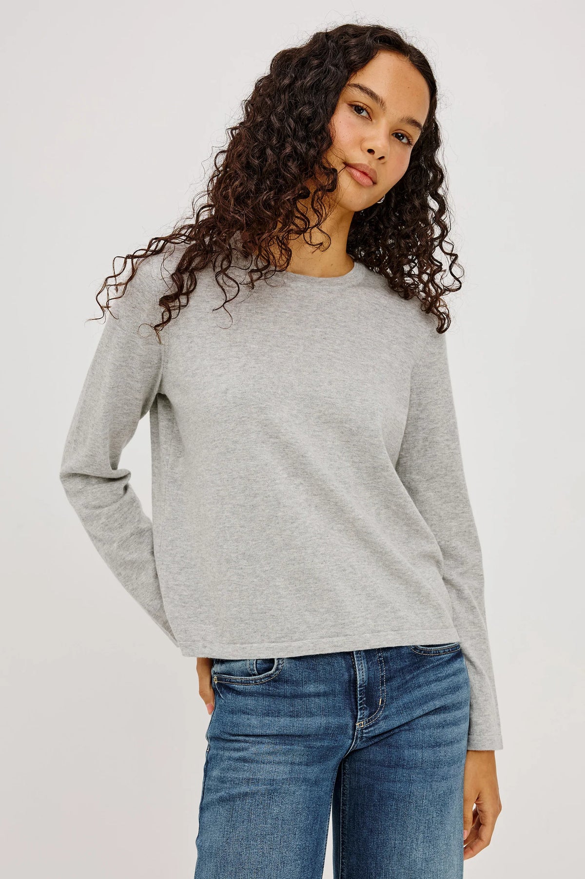 Rails Cotton Cashmere Long Sleeve Tee, Heather Grey