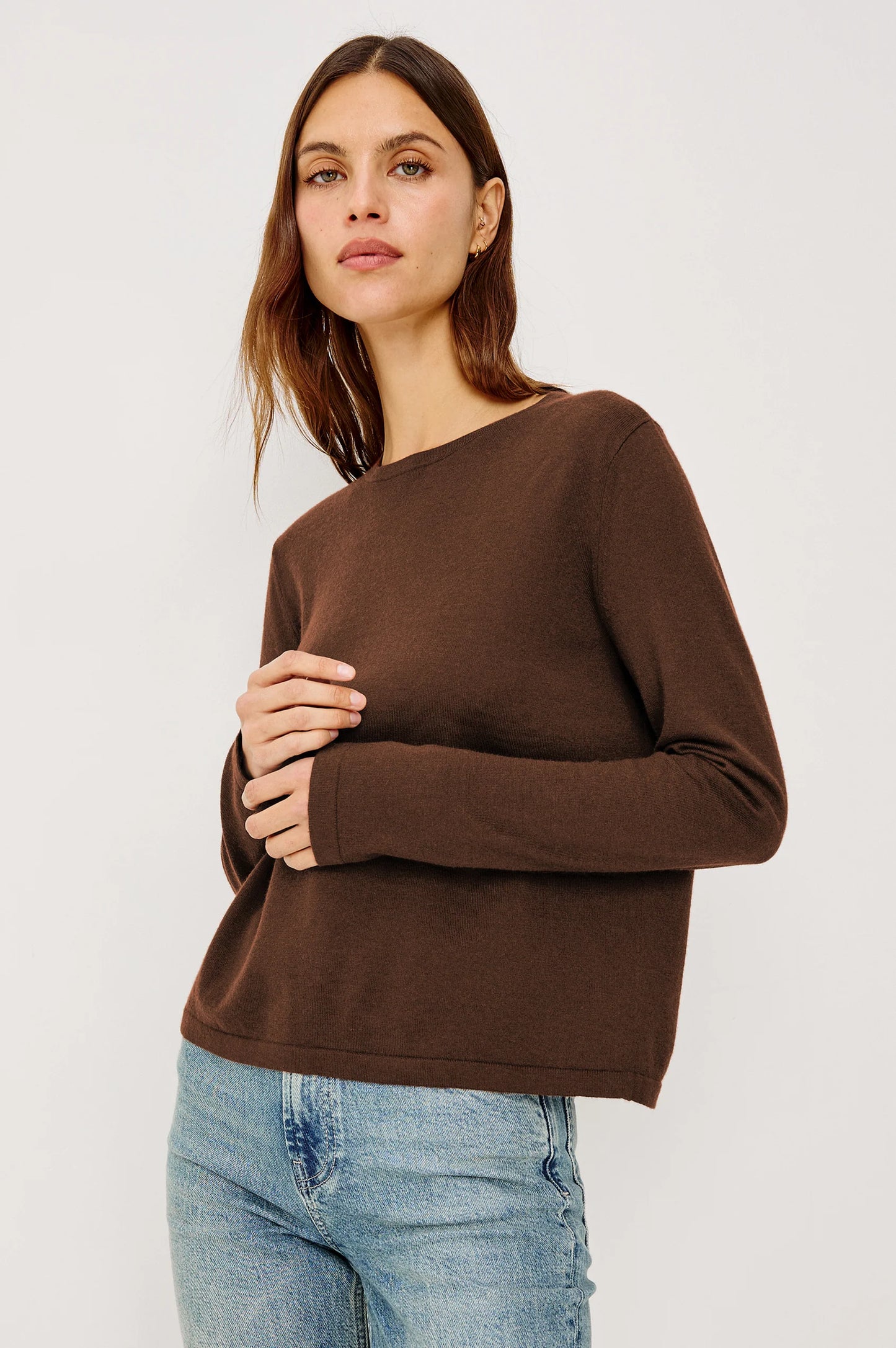 Rails Cotton Cashmere Long Sleeve Tee, Espresso