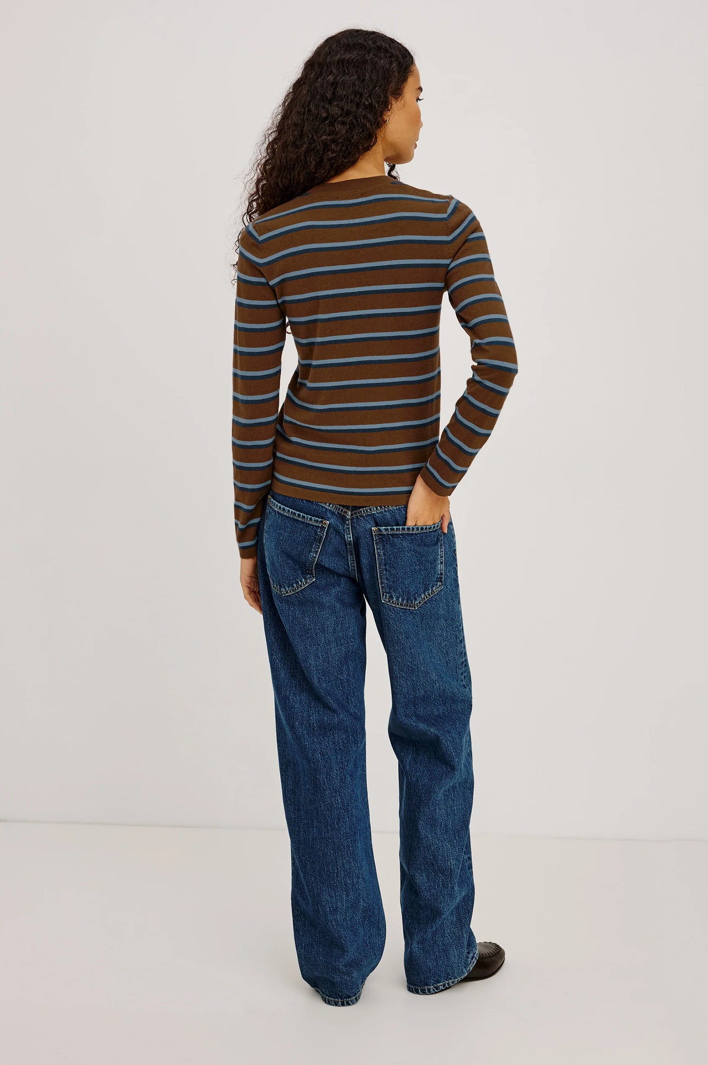 Rails Davie Cotton Cashmere Long Sleeve Tee, Mocha Stripe