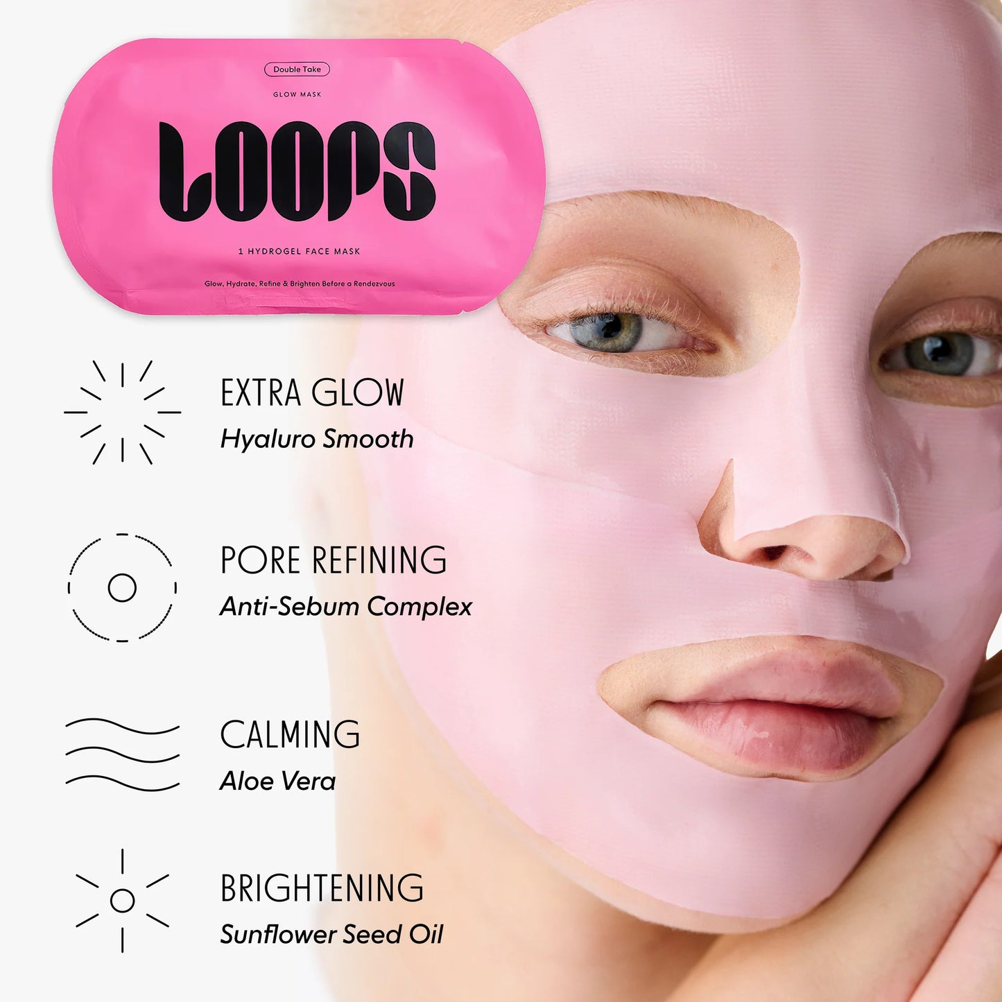 Loops Double Take, Glow Hydrogel Face Mask