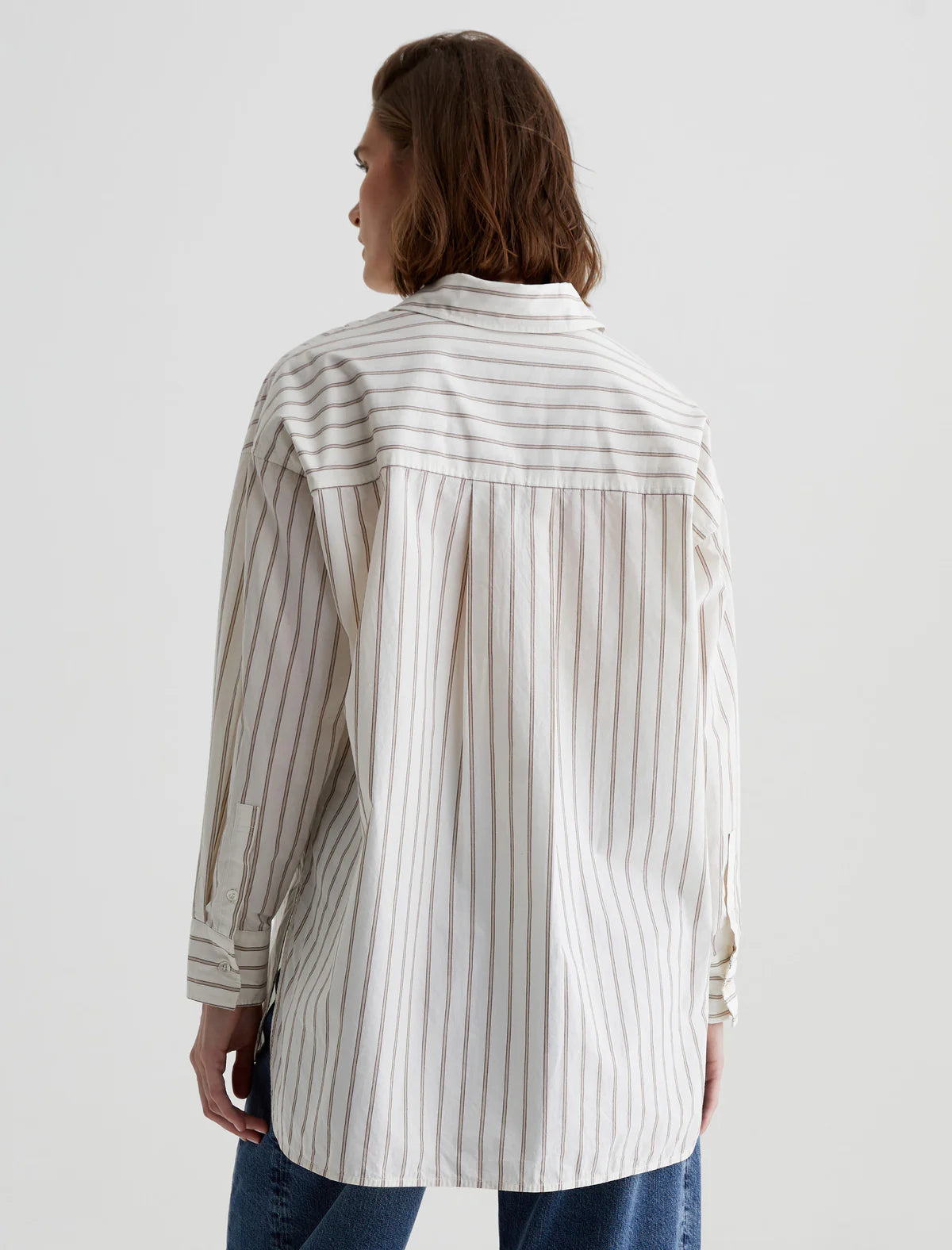 AG Brea Oversized Shirt, Halo Stripe Neutral Multi