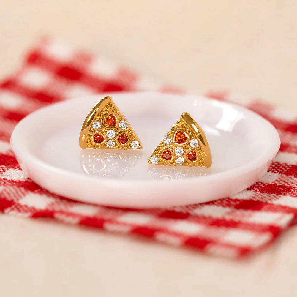 Girls Crew Pepperoni Pizza Studs, Gold