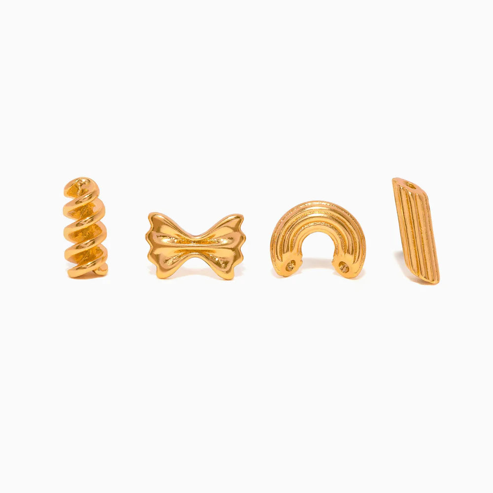 Girls Crew Al Dente Pasta Stud Set, Gold