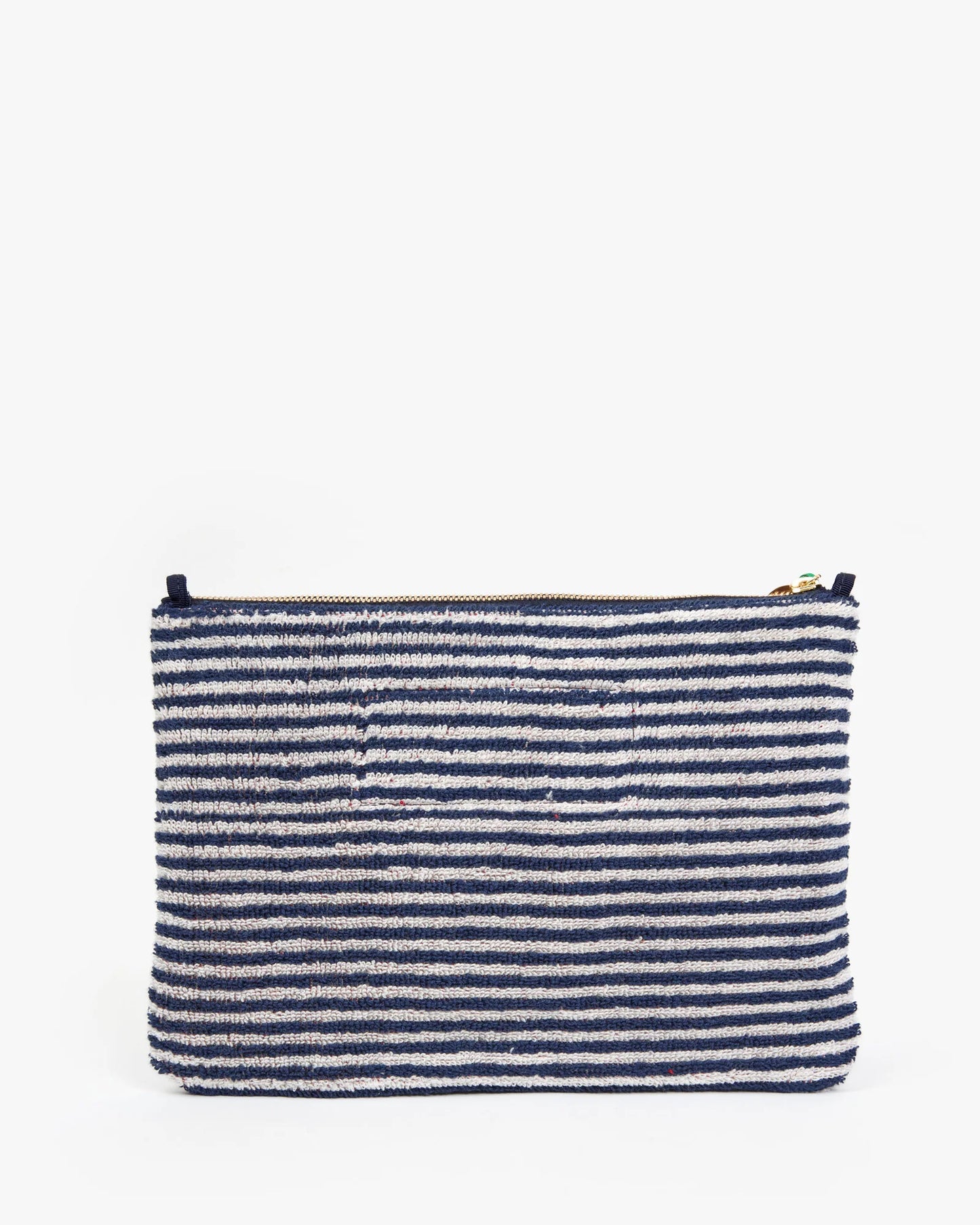 Clare V Flat Clutch w/ Tabs, Deep Dive/Cream Stripe