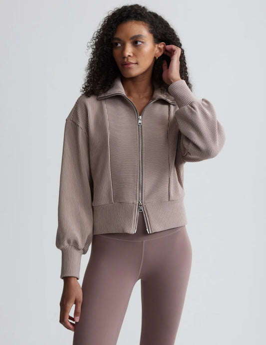 Varley Gibbs Zip Through Sweat, Taupe Sand