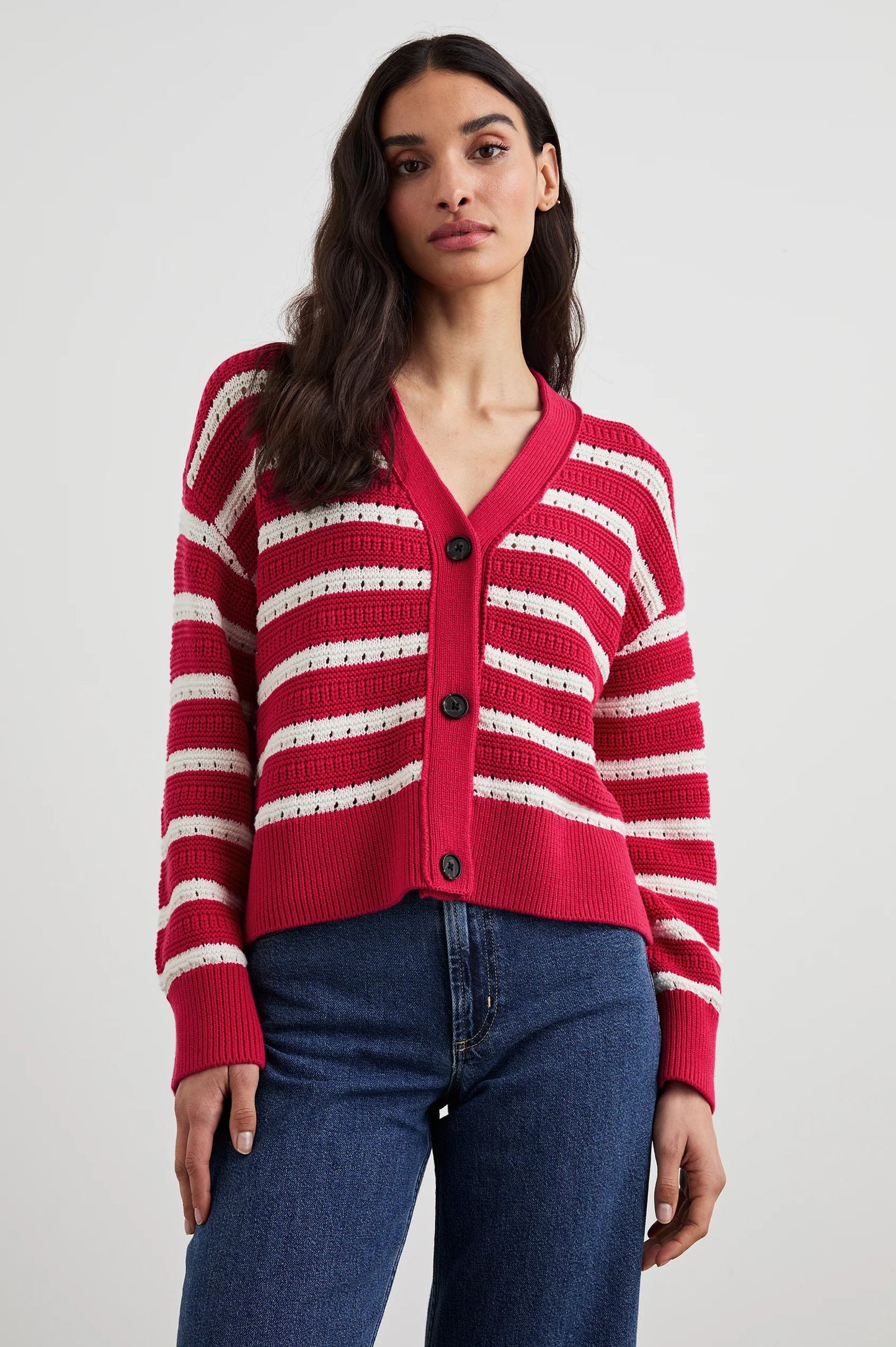 Rails Geneva Cardigan, Pink Stripe