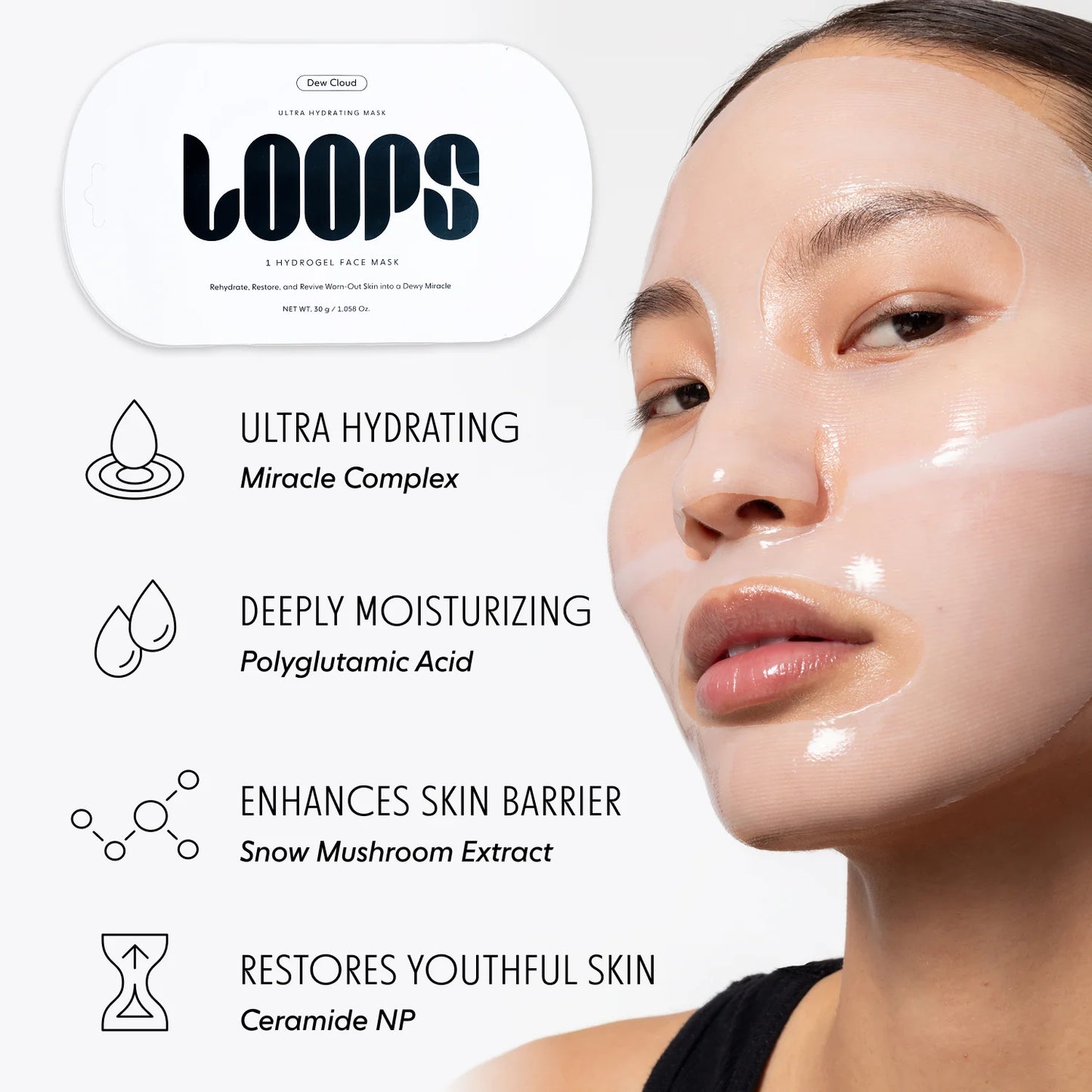 Loops Dew Cloud, Ultra Hydrating Hydrogel Face Mask