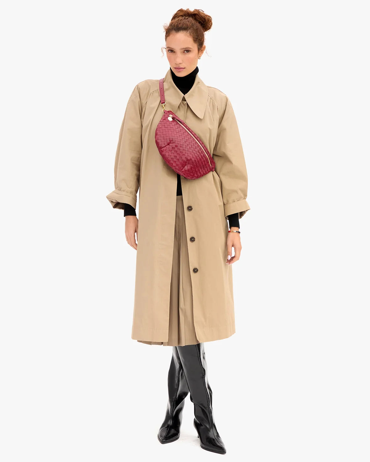 Clare V Grande Fanny, Garnet Diagonal Woven