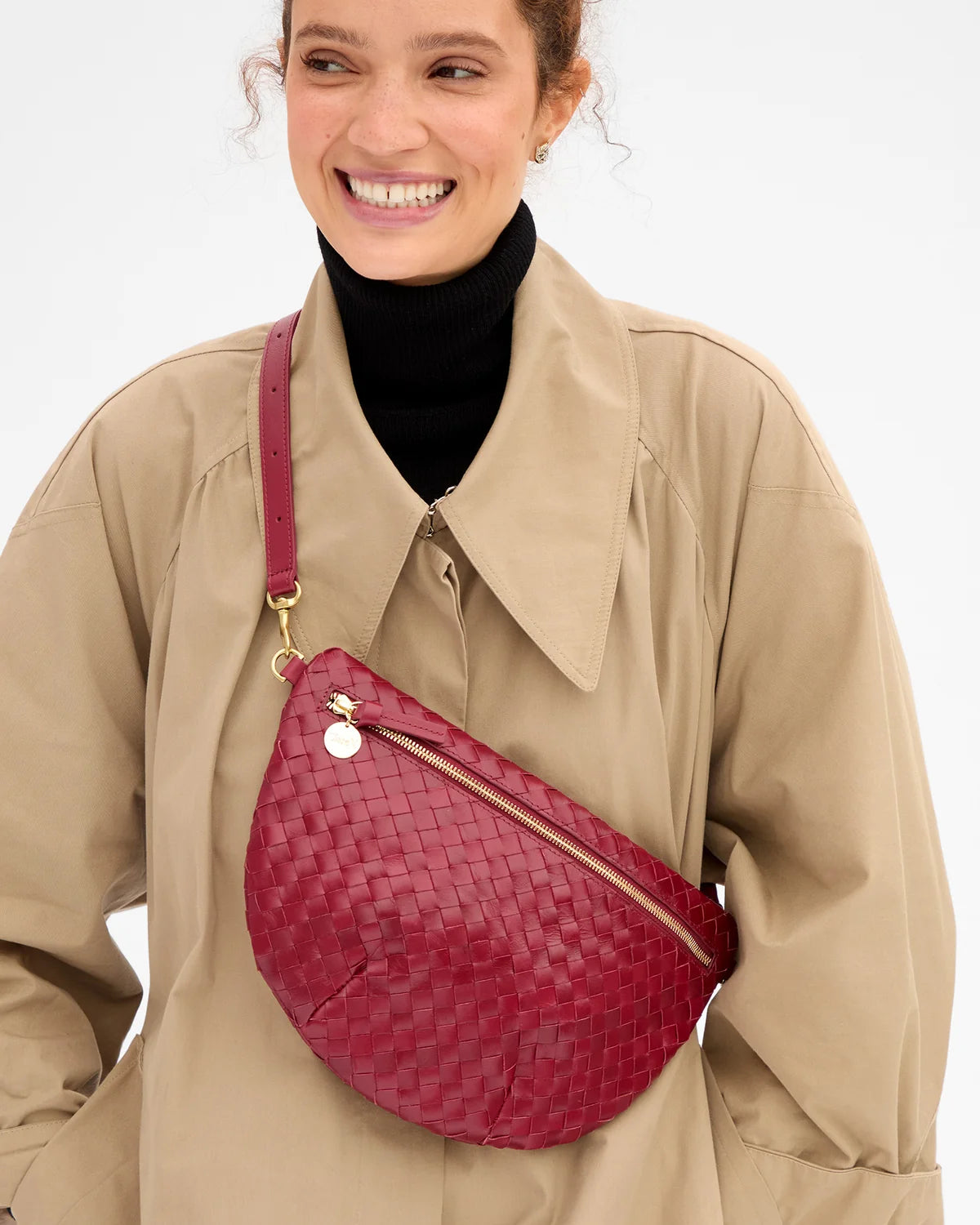 Clare V Grande Fanny, Garnet Diagonal Woven