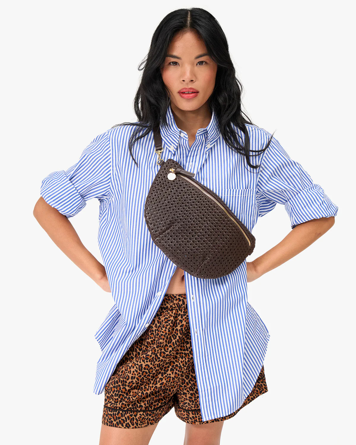Clare V Grande Fanny, Chocolate Rattan