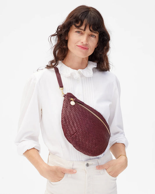 Clare V Grande Fanny, Cassis Woven Zig-Zag