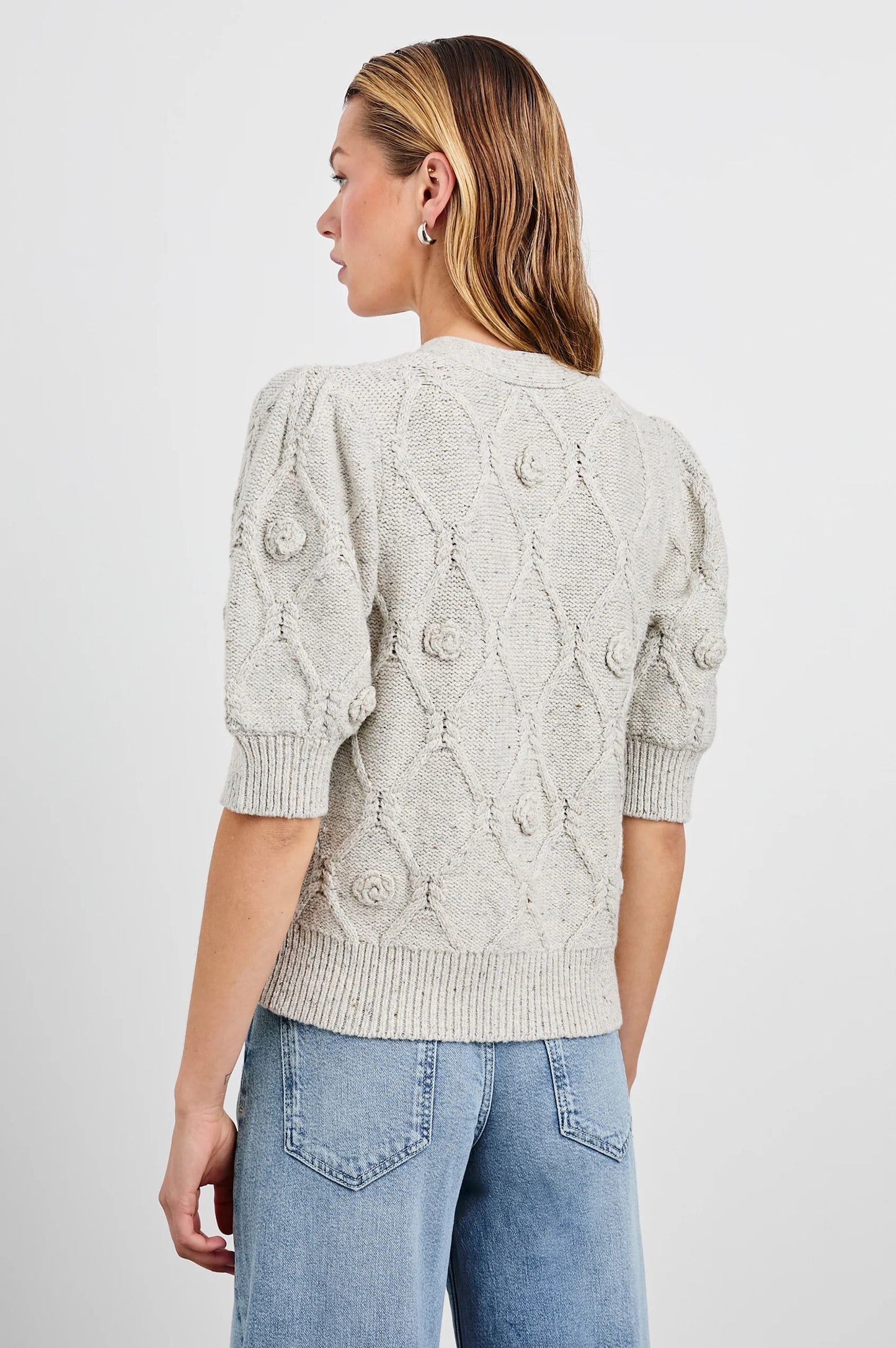 Rails Isla Cardigan, Grey With Crochet Daises